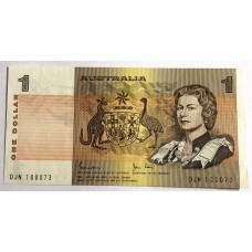 AUSTRALIA 1982 . ONE 1 DOLLAR BANKNOTE . JOHNSTON/STONE